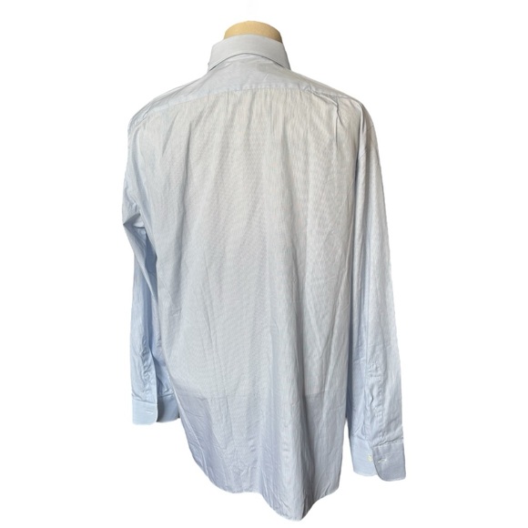 Ermenegildo Zegna Rossini blue micro striped regular fit dress shirt | 44 / 17.5 - Picture 3 of 16